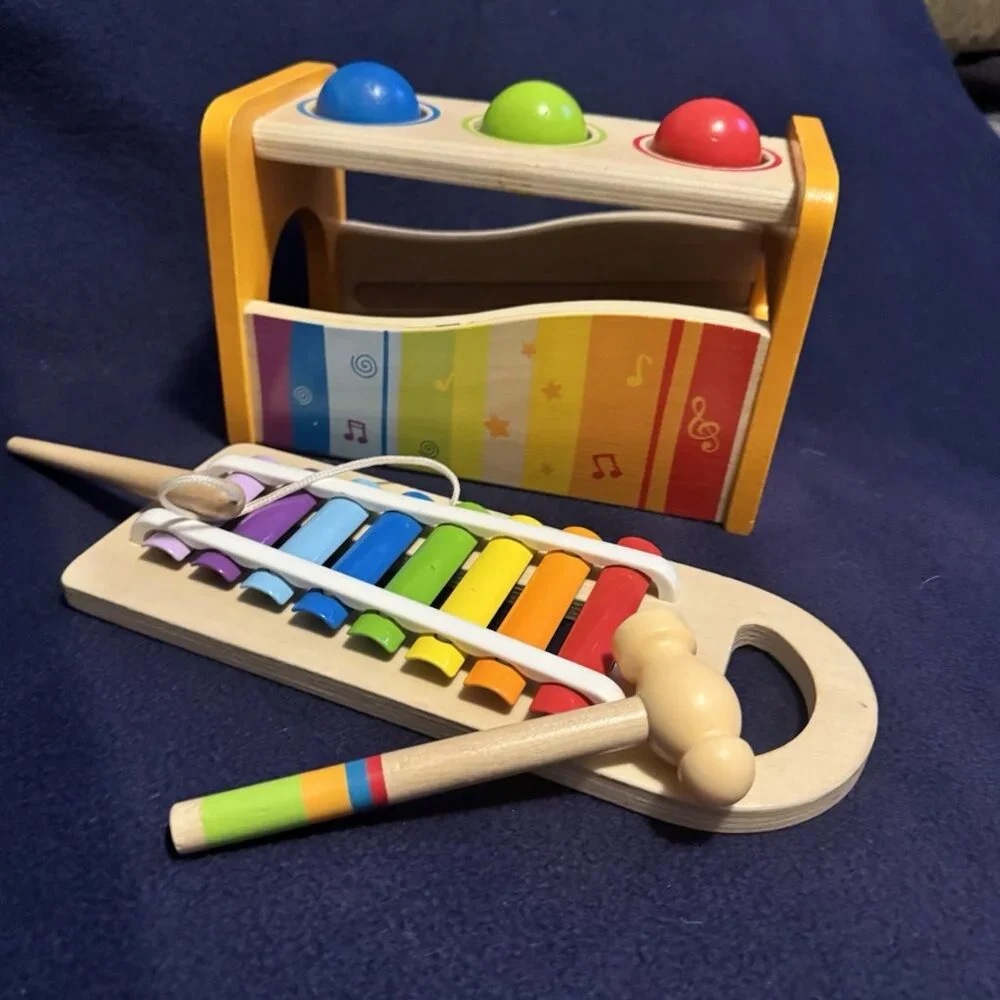 Hape Rainbow Colored Wooden Xylophone for Kids Educational Musical Toy - Picture 2 of 4